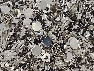20 Pair Silver Metal Clip on Earring Craft Findings Backs Backings 10mm Flat Pad