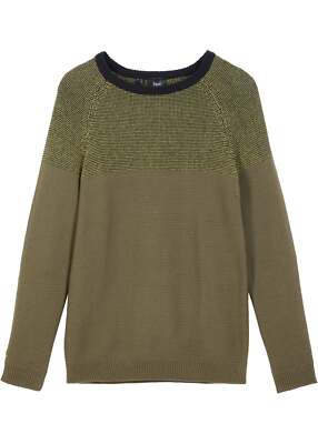 Neu Schlichter Pullover Gr. 128/134 Dunkeloliv Goldoliv Schwarz Jungen-Pulli