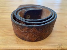 Vintage Western Style Leather Embossed Belt 1.5" x 38" Size 30