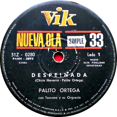 PALITO ORTEGA - DESPEINADA / SI TE VEN LLORAR - URUGUAY