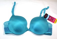 NWT MAIDENFORM PUSH UP and IN bra wonderbra plunging neckline AQUA dm9900 34C