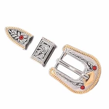 Rope Edge Gem Stone Studded Hatband Buckle Set 3/8" 1694-08 by Stecksstore