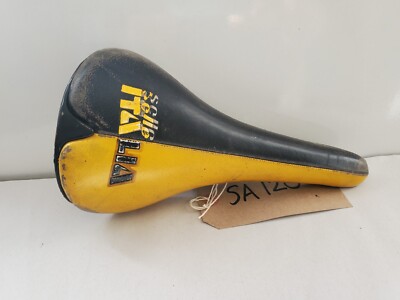 Retro Selle Italia Flite Expedia MTB Sattel 2-farbig schwarz & gelb Leder SA120