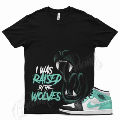 Black WOLVES T Shirt for J1 1 Mid Tropical Twist 97 Air Force 90 Teal Dunk 