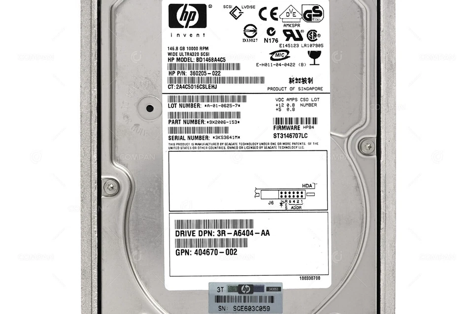 404708-001 HP HDD 146GB 10K U320 SCSI 3.5": LFF HOT-SWAP - Image 4 of 4