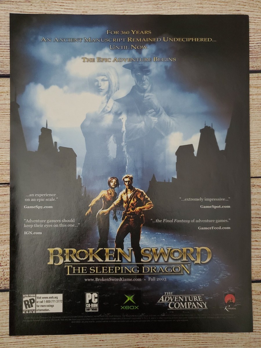 Broken Sword The Sleeping Dragon Xbox PC Game Promotional Ad Art