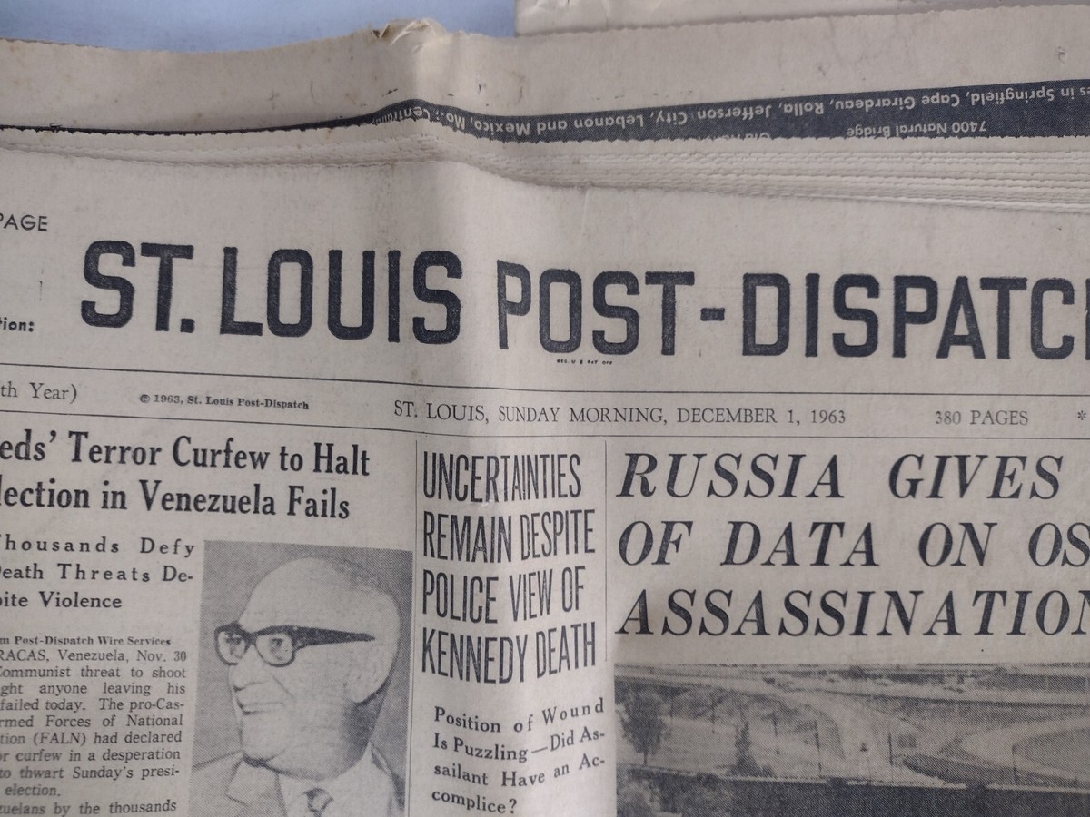 St. Louis Post Dispatch Vintage Newspaper December 1, 1963 Oswald
