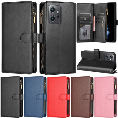 Zipper Wallet Leather Flip Cover Case For Xiaomi Redmi Note 12 Note11 4G 12C 10C