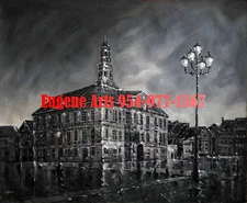 20x24"Hand Painted Oil Flat.Impressionist Painting, Impressionism, City, Street