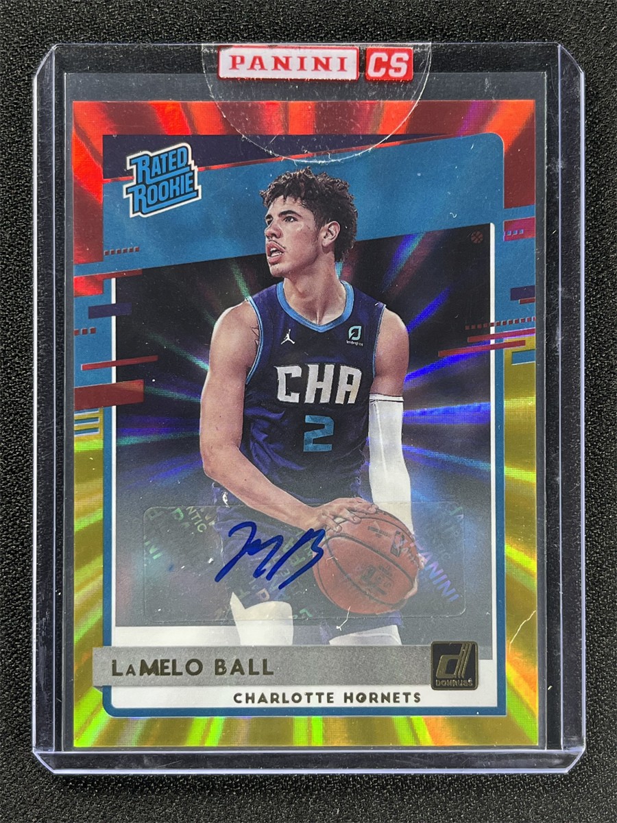 2020-21 Panini Donruss Lamelo Ball #202 Red Gold Laser Holo Rated Rookie RC Auto