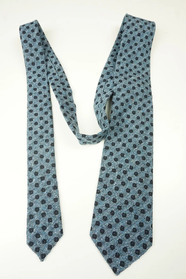 Cesare Attolini Light Blue Dark Blue Circular Woven Wool Blend Tie BRAND NEW - Image 2 of 4
