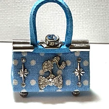 OOAK Barbie Doll Purse Blue & White Bag For 11” Fashion Dolls Designed by ‘Bee