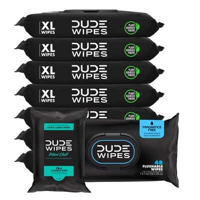 Unscented Flushable Wipes - Extra-Large Adult Wet Wipes for Sensitive Skin - ...