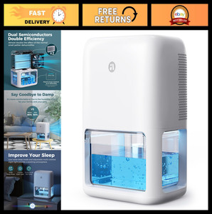 60 OZ Déshumidificateur silencieux pour la maison, Portable petite avec minuterie & 7 Couleurs Lumière