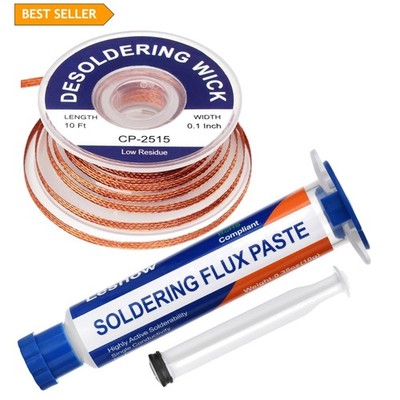 High-Quality 10ft Solder Wick & No Clean Soldering Flux Paste for PCB Work