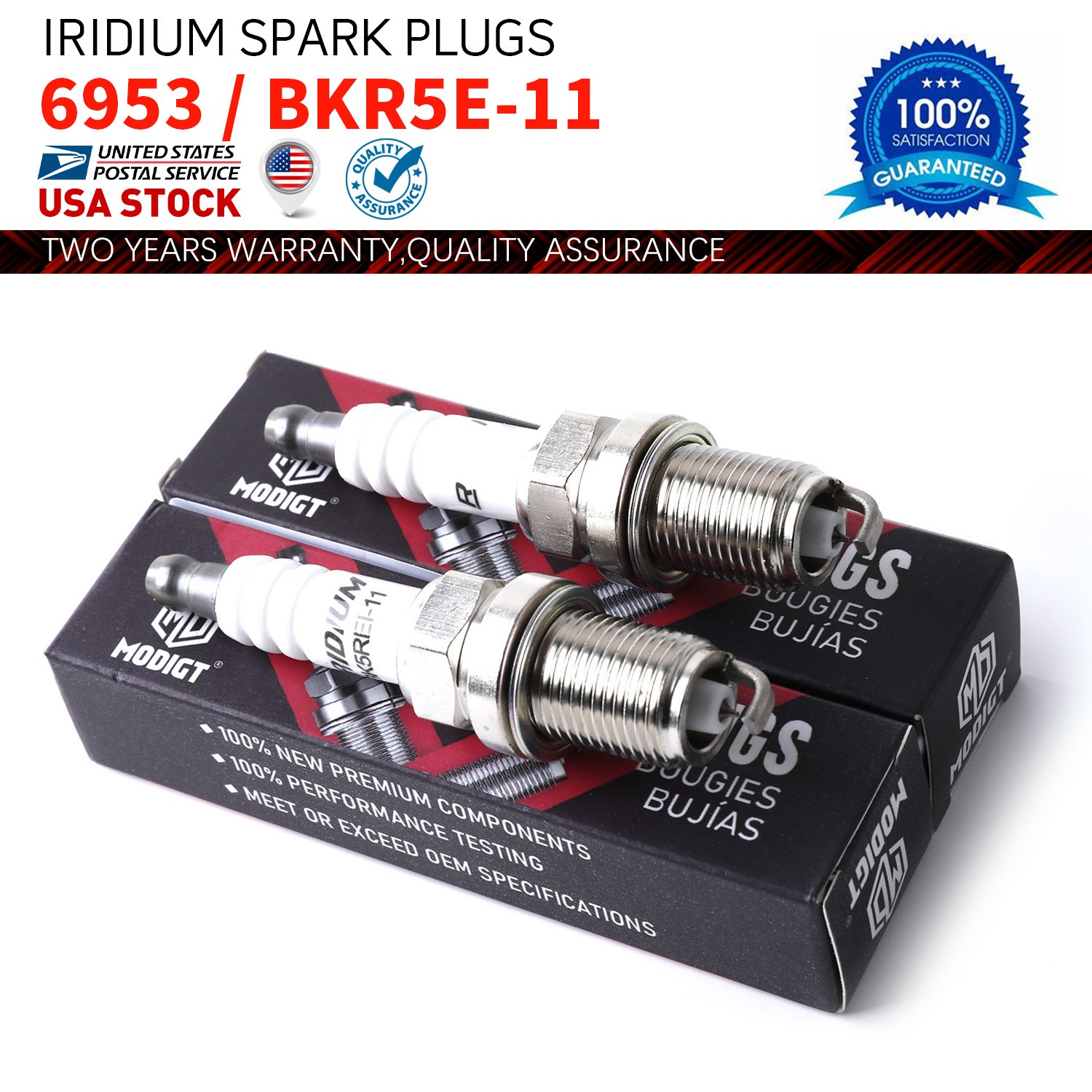 New 2Pcs OEM Replacement For NGK 6953 BKR5E-11 Premium Iridium  Spark Plugs
