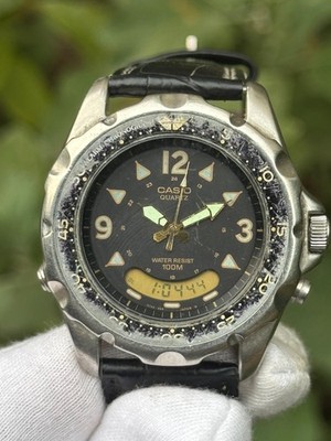 Casio AD-520 Vintage Diver Quartz Watch 388 Module Analog Digital Rare 