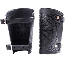 100 Genuine Leather Handmade Wrist Cuffs Bracers - LARP Gauntlet - Real Leat...