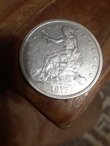 1877 Trade Dollar Truely Almost Uncirculated Very Beautiful Shows All Details