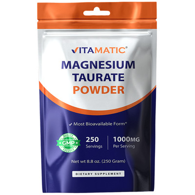 Vitamatic Magnesium Taurate 1000mg per Serving, 250 gram- 250 Servings