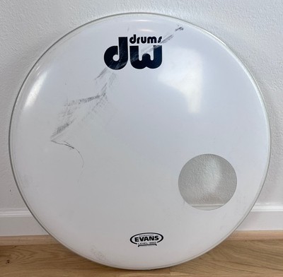 DW DRUM WORKSHOP 22'' Resonant Bass Kick Drum Head White Single Ply Stock w/ Logo