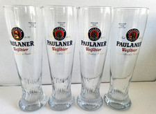 CUATRO (4) Vasos de Cerveza Paulaner Munchen Weissbeer Pilsner Diseño Remolino 0.5L Alemania