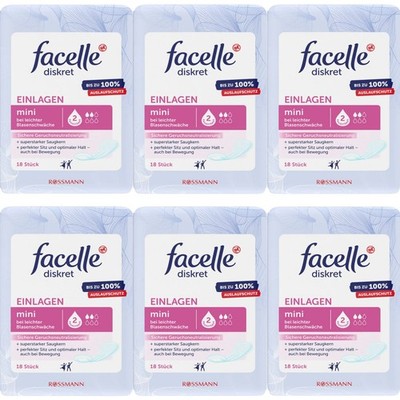 6 x 18 Einlagen | facelle diskret Einlagen Mini sichere Geruchsneutralisierung