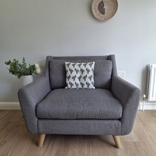 Grey Halston Snuggler Chair / Loveseat – Large Armchair – Excellent Condition