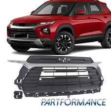 Fits 2021-2023 Chevrolet Trailblazer Front Bumper Grille Grill Black Chrome Trim