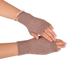 Wool Blend Fingerless Gloves Soft Arm Warmers Flexible Typing Gloves Khaki