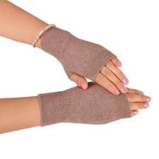  Wool Blend Fingerless Gloves Soft Arm Warmers Flexible Typing Gloves Khaki