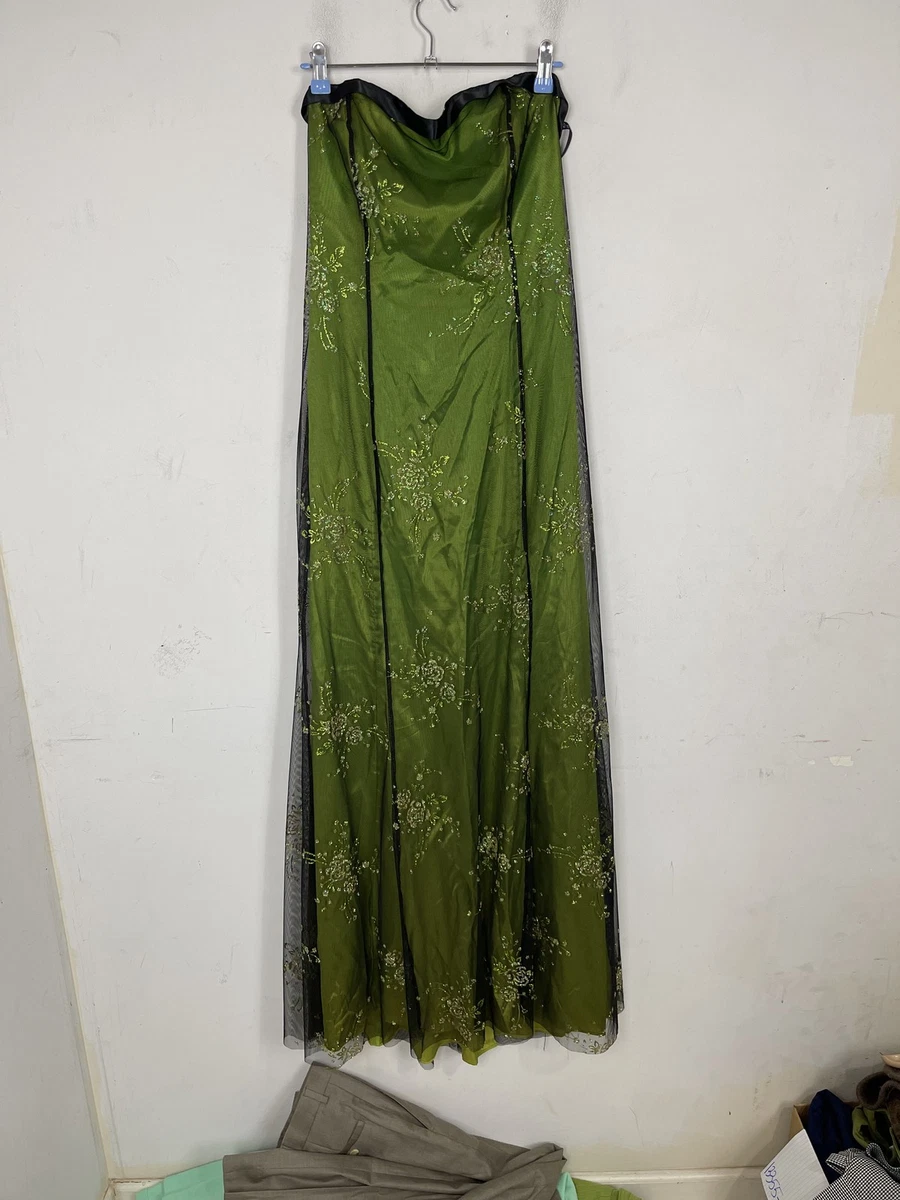 Zum Zum Niki Livas Dress Size 9 Fairy Green Mesh Floral Lace Up Prom Formal  Gown | eBay