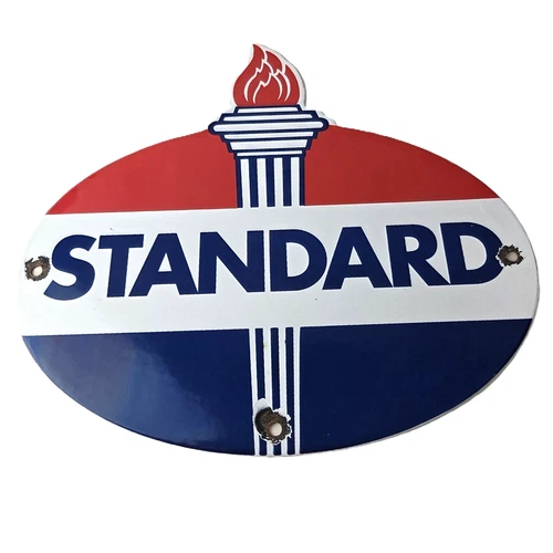Vintage Standard Gasoline Sign - Porcelain Torch Gas Station Pump Plate Sign