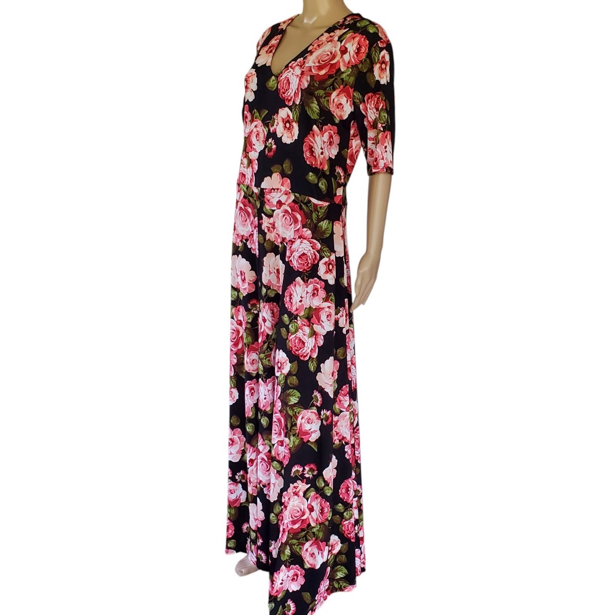 agnes and dora maxi dress AGNES & DORA Floral Maxi Dress Women's 2X-Large Pullover V Neck Knit  Stretch