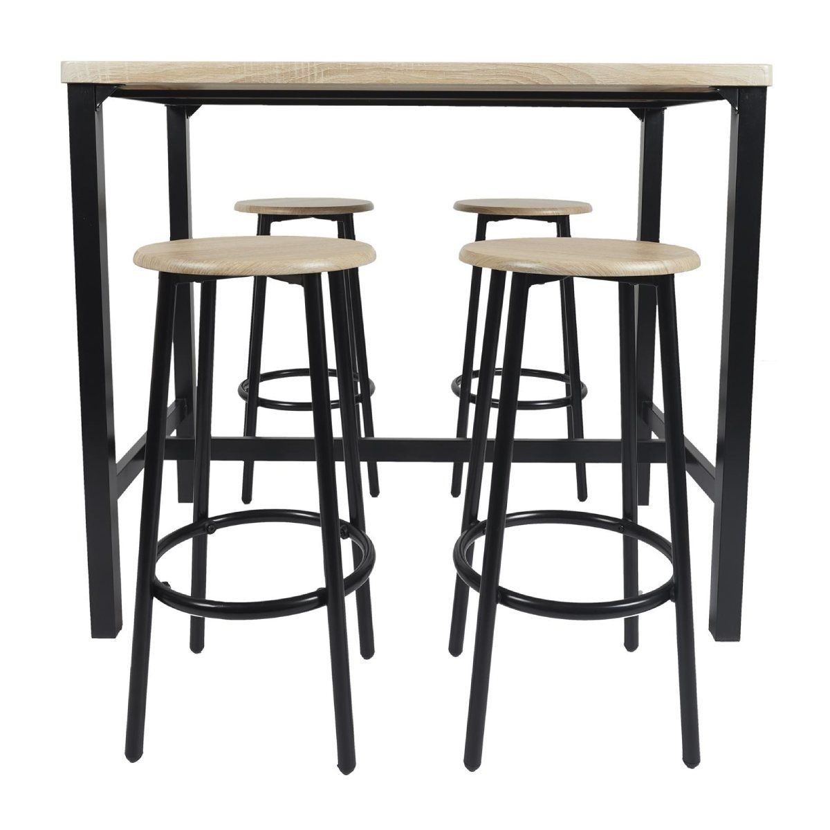 Table de bar Loka 100cm et tabourets encastrables gain de place noir