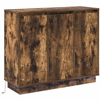 Led Sideboard Wohnzimmer GeräUcherte Eiche 90X32X75 Cm Holzwerkstoff