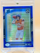 2024 Panini Donruss Optic - Rated Rookie Bo Nix #209 Blue Hyper Prizm (RC)