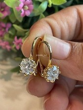 14K Yellow Gold 3 Ct Lab Grown Diamond Solitaire Drop Dangle Earrings for Women