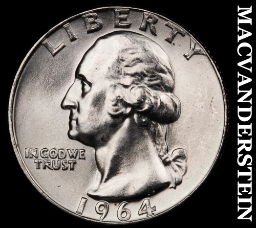 1964 Washington Quarter- Silver- Choice Gem Brilliant Uncirculated Luster #J2486