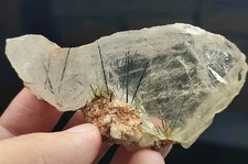 Black Rutile Included Quartz Crystal Having Good Luster  Nice Termination.