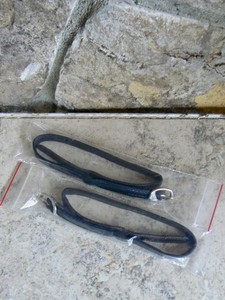 Pair English Equestrian Dressage Boot Spur Straps Stitched Leather Black Vintage