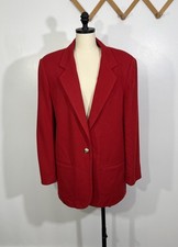 Vintage Blazer Jacket Cherry Red 100 Wool 12