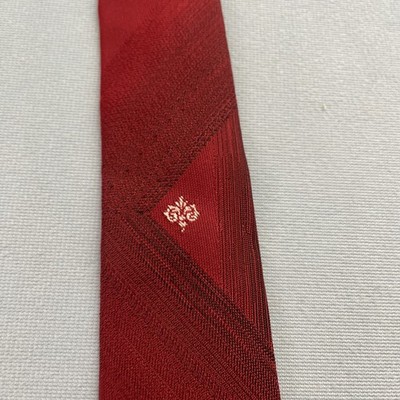 Vtg 40s 50s Tie Atomic MCM Deco Medallion Mob Boss Woven Red Slim Narrow 2x55
