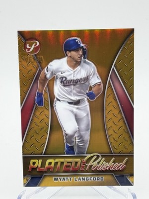 Wyatt Langford Gold /50 2025 Topps Pristine Plated & Polished PP-24 Rangers