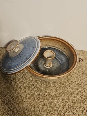 Handmade Studio Pottery Steamer w/Lid-Stoneware/Artisan Signed