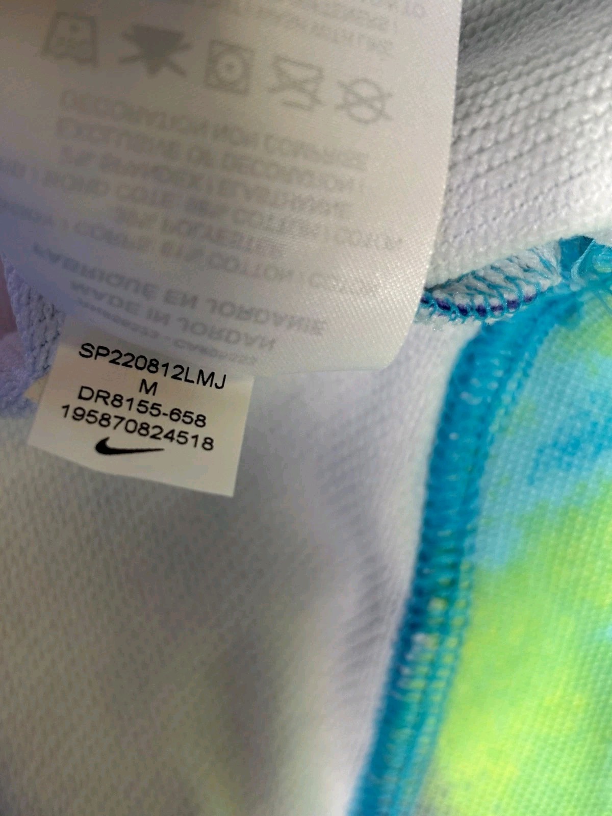 Nike Hoodie Womens Medium Multicolor Tie Dye Fleece Pullover Cropped DR8156-658 thumbnail 5