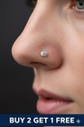 925 Silver Rose Design Nose Stud | Sparkly Spiral Nose Pin with White Crystal