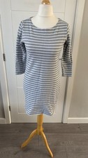 Joules Women’s Grey White Stripe Bodycon Dress Casual UK 10 S B28
