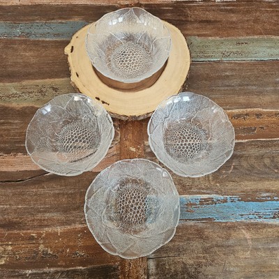Mikasa's 1974 Vintage Etched Leaves & Dewdrops Designed In Japan By Hoya Set (3)