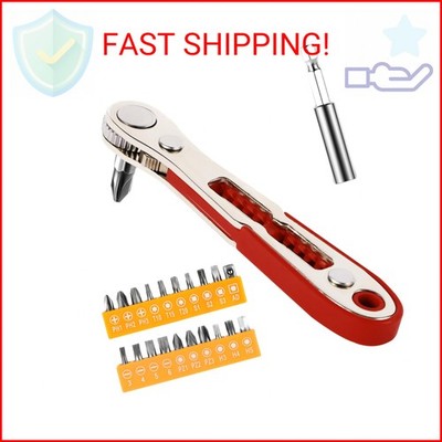 Aeiyiqco 22-in-1 Magnetic Ratchet Screwdriver Set w/Reversible Wrench & Bits | C